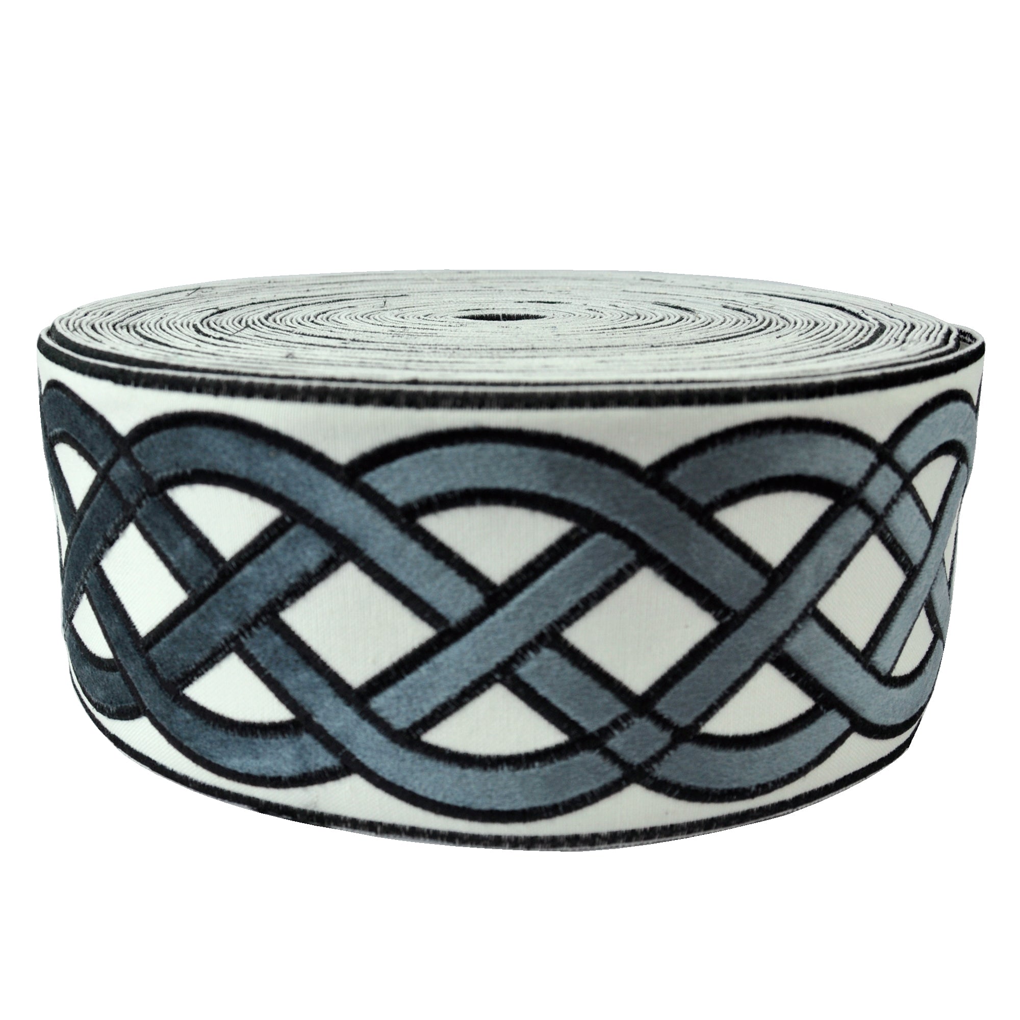 Velvet Embossed Decorative Trim Tape - 3 3/4" Width (25 Yard Roll) - BR-7526-49 Charcoal