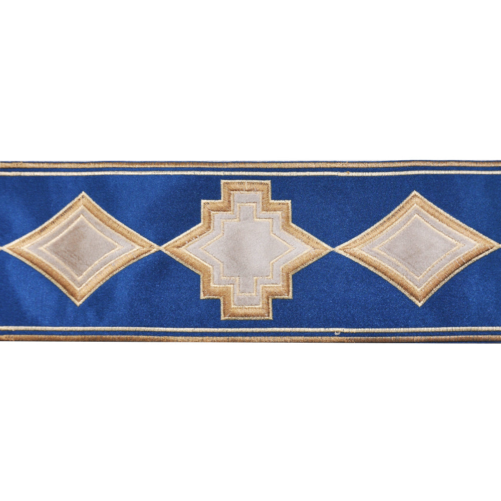 Velvet Embossed Tape - 4" Width (25 YDS) BR-7557-23/28 Navy/Ivory