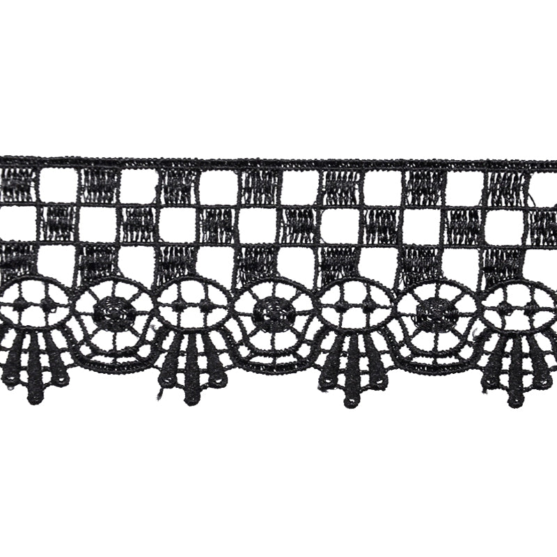Venise Lace Trim, 2-inch X 5 Yard – Checkerboard & Scalloped Fan Border