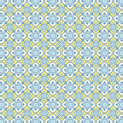 Veranda Foulard quilting fabric in yellow by Benartex, foulard print on yellow cotton, sold by the yard