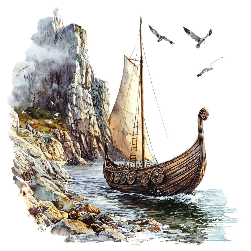 Viking Ships Fabric Panel 8 QuiltingFabricPanels