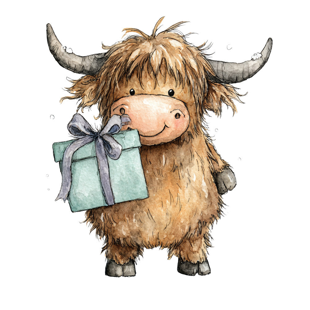 Vintage Christmas Highland Cows Fabric Panel 20 QuiltingFabricPanels
