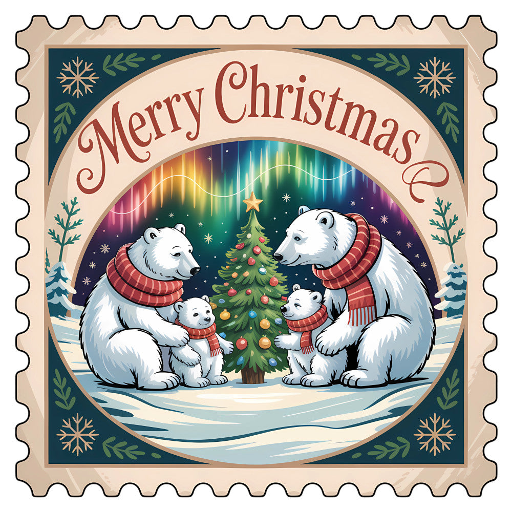 Vintage Christmas Stamps Fabric Panel 33