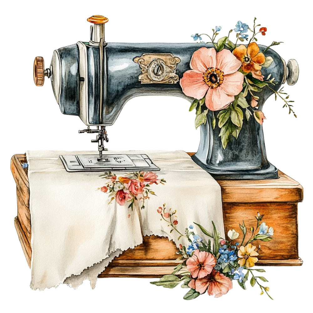 Vintage Sewing Machine Fabric Panel 11 QuiltingFabricPanels