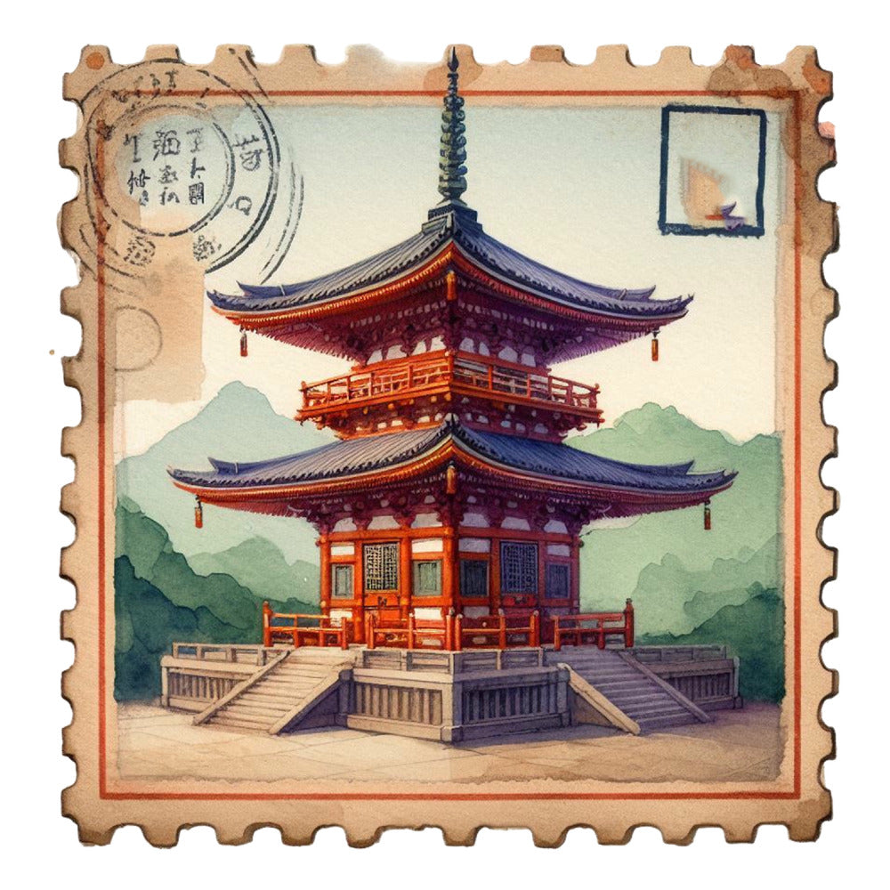 Vintage Travel Stamps Fabric Panel 2