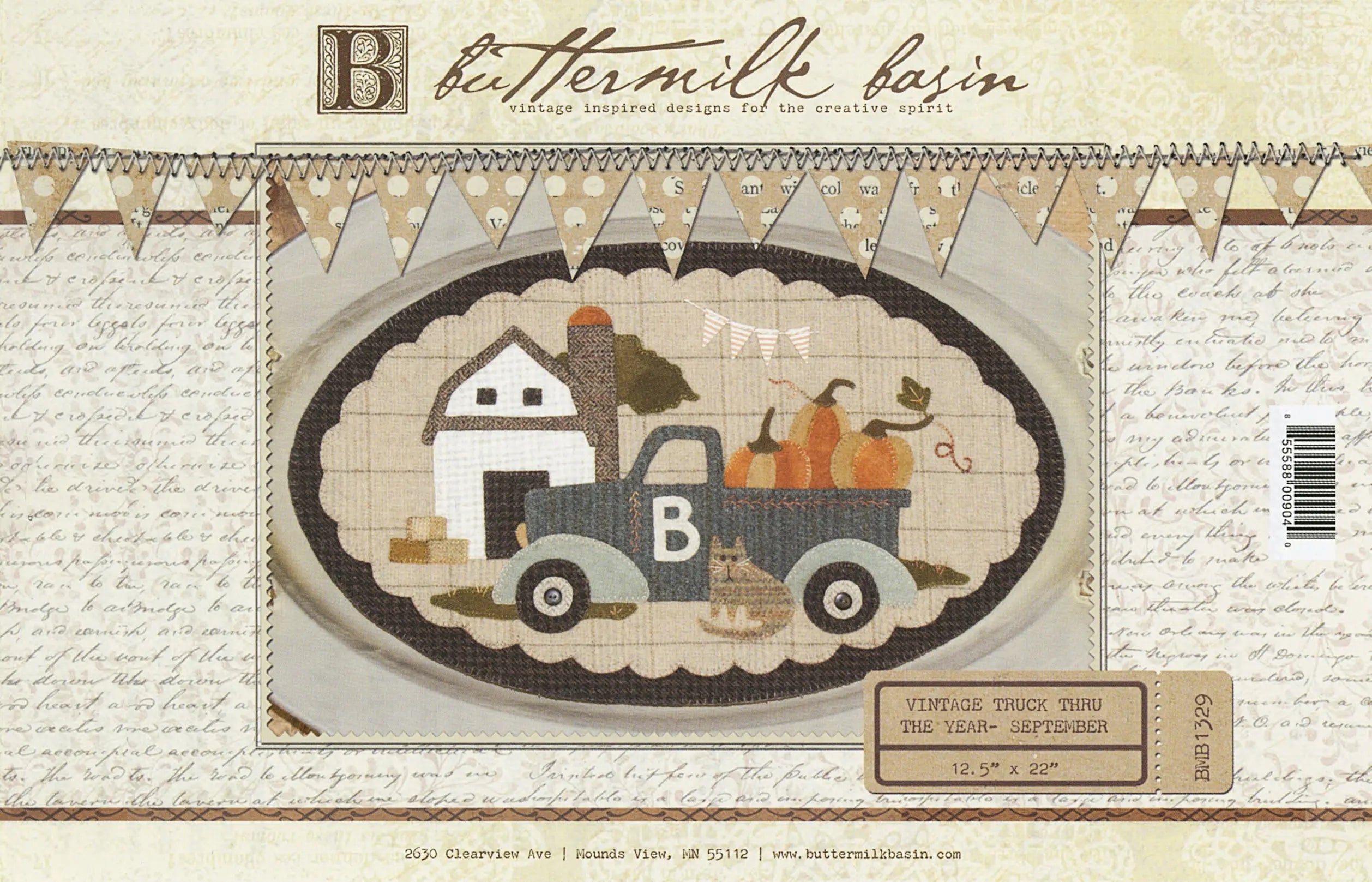 Vintage Truck Thru The Year - September 12-1/2in x 22in - Linda's Electric Quilters