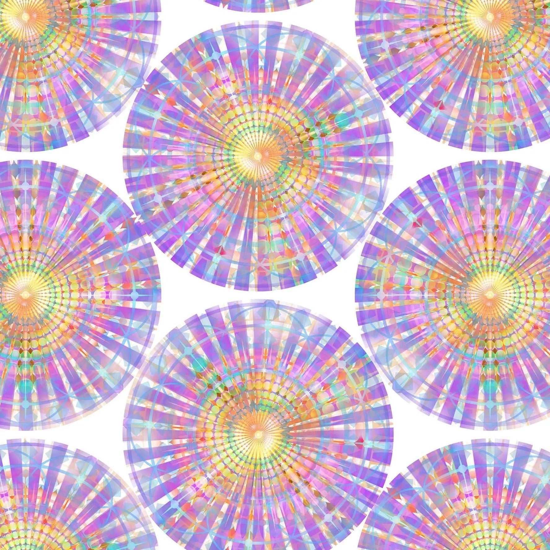 Multi Violet Night Vision Large Circles Cotton Fabric per yard - Linda's Electric Quilters
