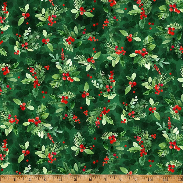 Furever Cheerful Pine Cotton 43"/44" Fabric Per Yard