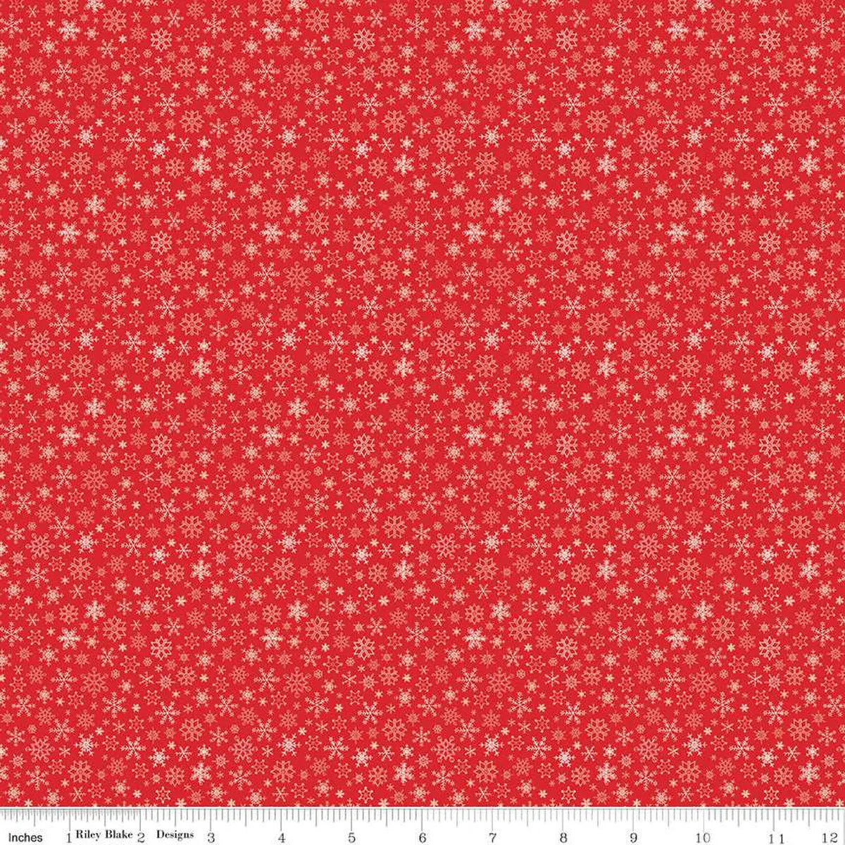 Red White Peace on Earth Snowflakes Wideback Fabric per yard