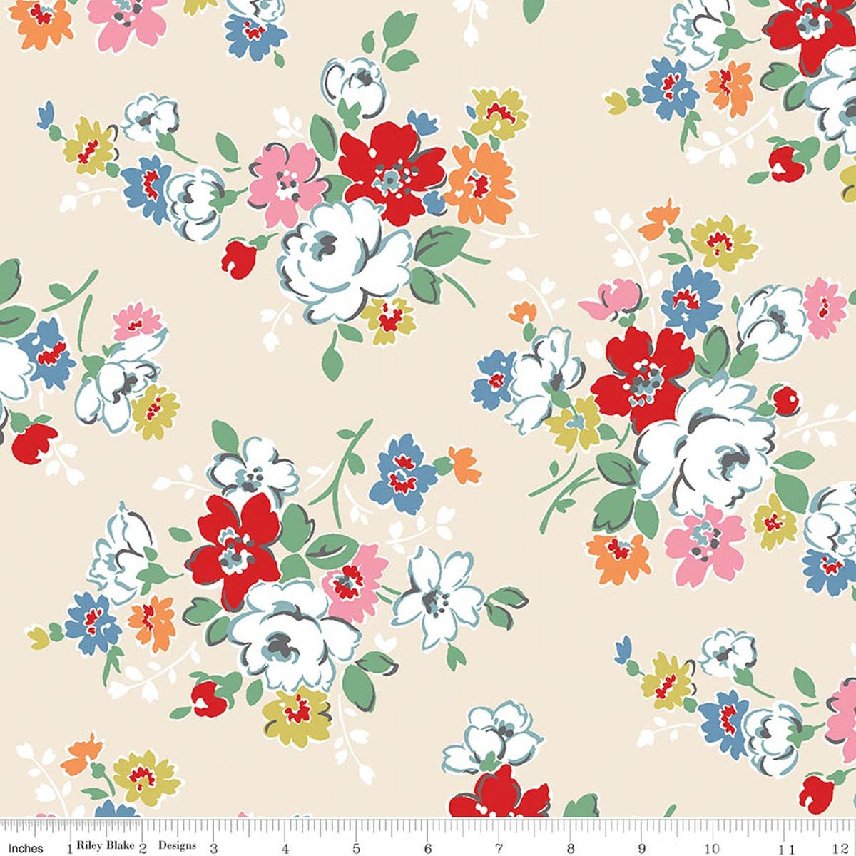 Cath Kidston Signature Collection Rose Cream Cotton Wideback Fabric Per Yard