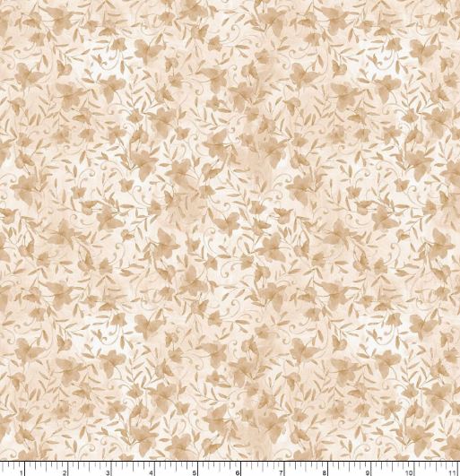 Gnome And Garden Leaf Toss Cream Cotton 44"/45" Fabric Per Yard