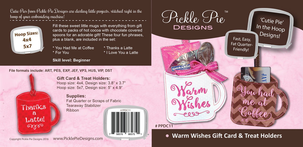 Warm Wishes Gift Card & Treat Holders In the Hoop Embroidery Design Collection