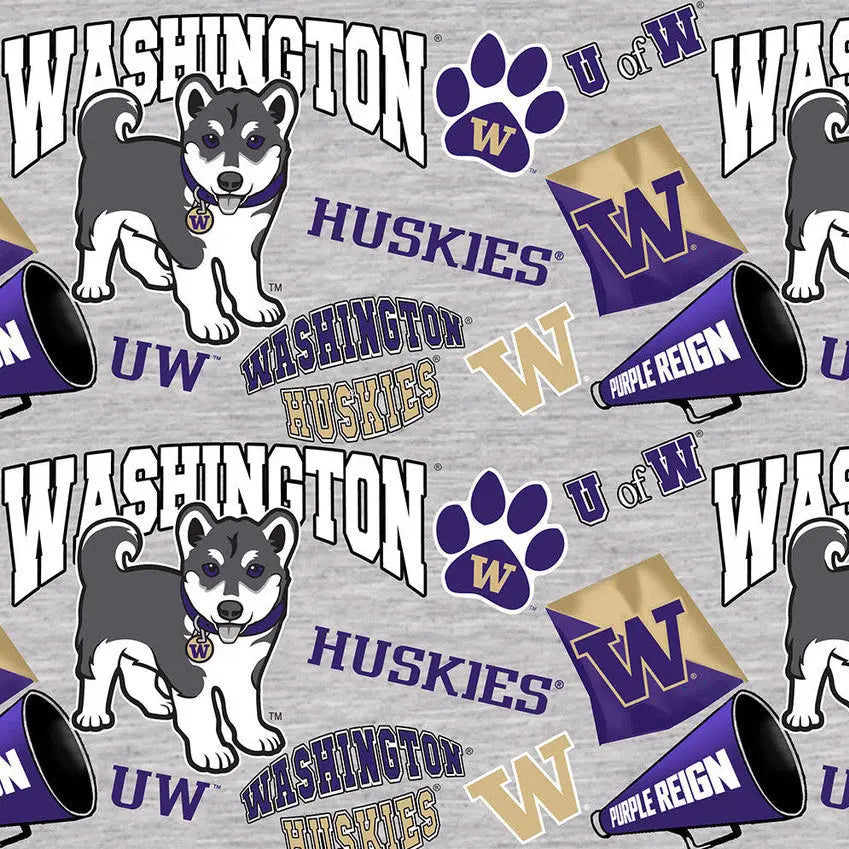 Sykel Washington Huskies mascot licensed collegiate cotton by the yard