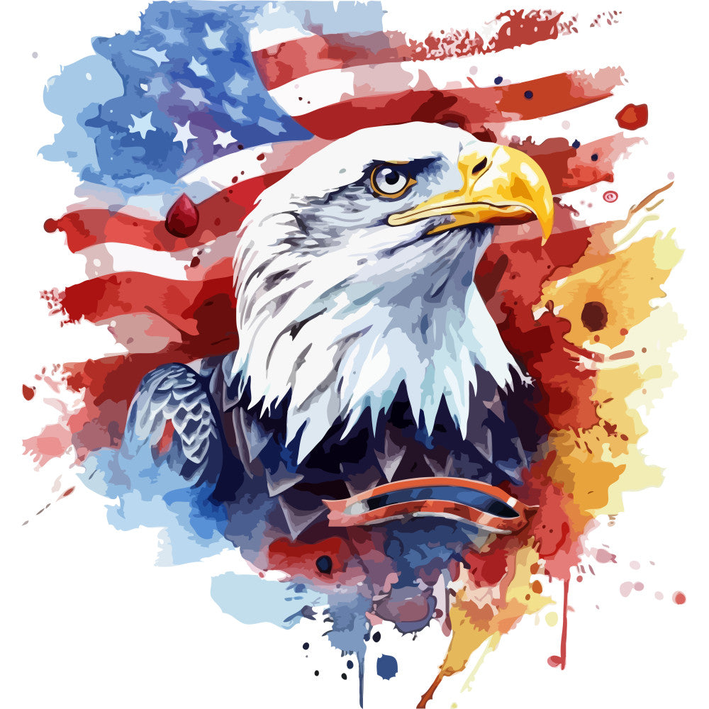 Watercolor 4th of July Fabric Panel 1 QuiltingFabricPanels