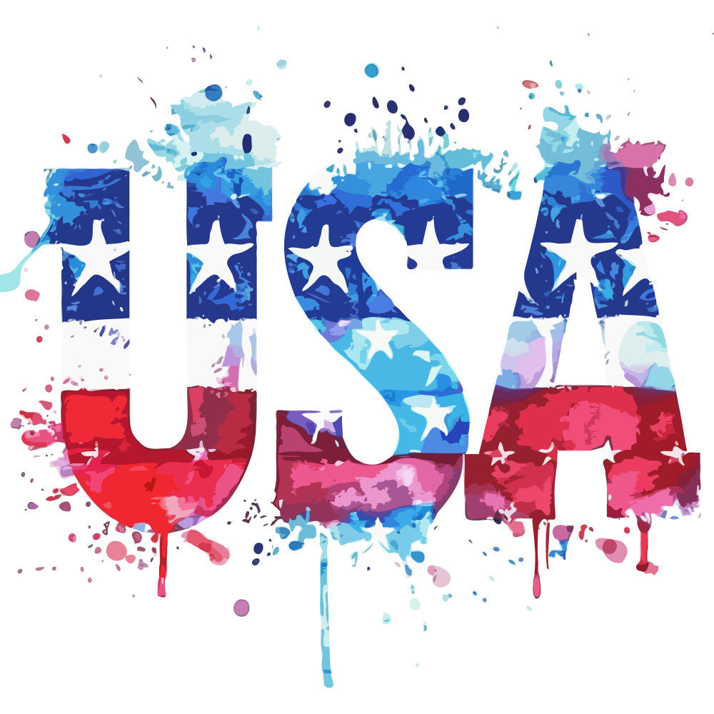 Watercolor 4th of July Fabric Panel 14 QuiltingFabricPanels