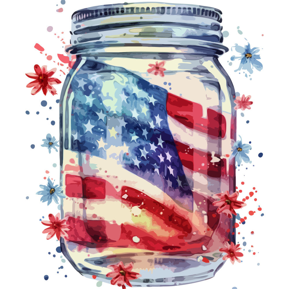 Watercolor 4th of July Fabric Panel 8 QuiltingFabricPanels