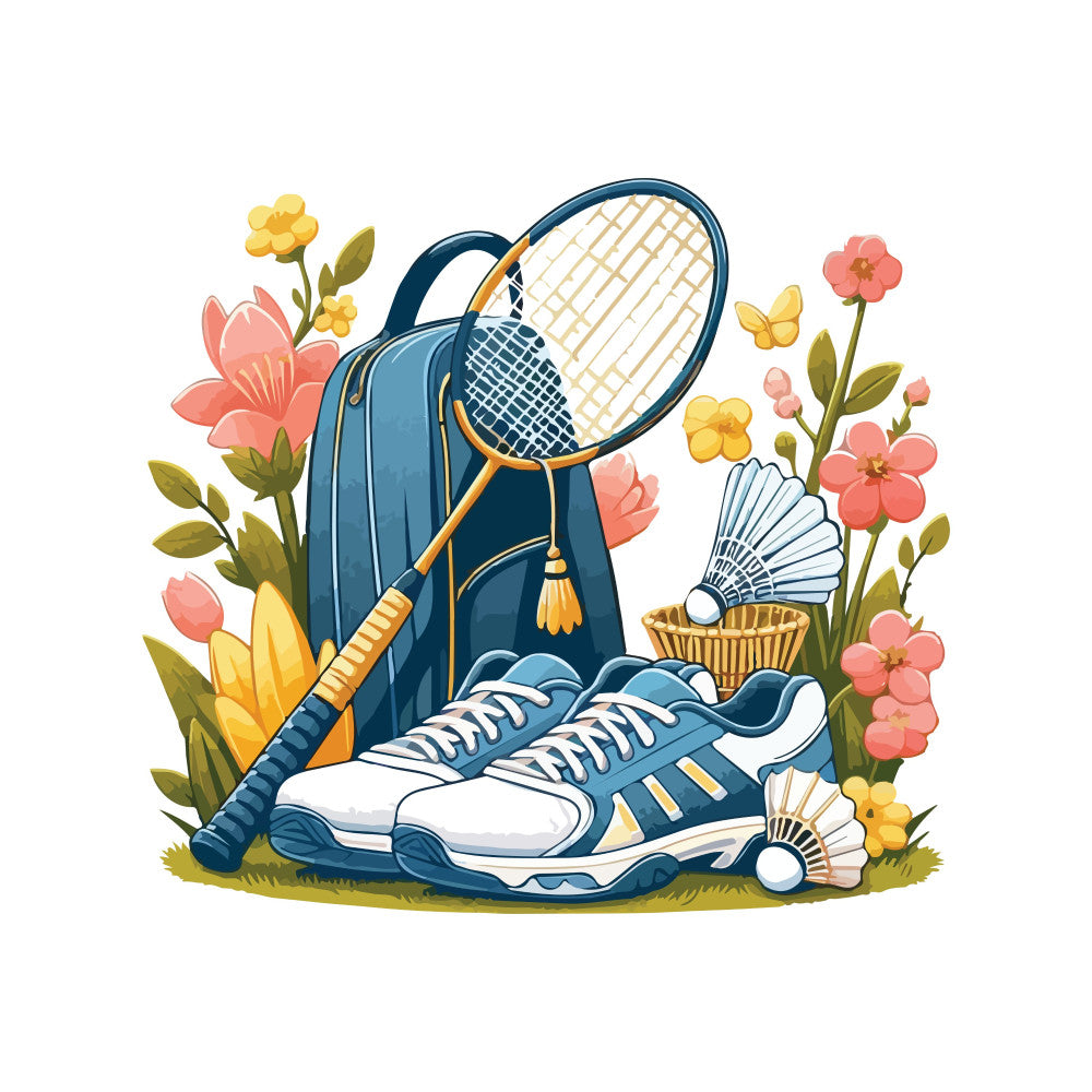 Watercolor-Badminton Fabric Panel 1