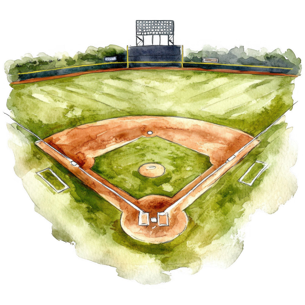 Watercolor Baseball Fabric Panel 16