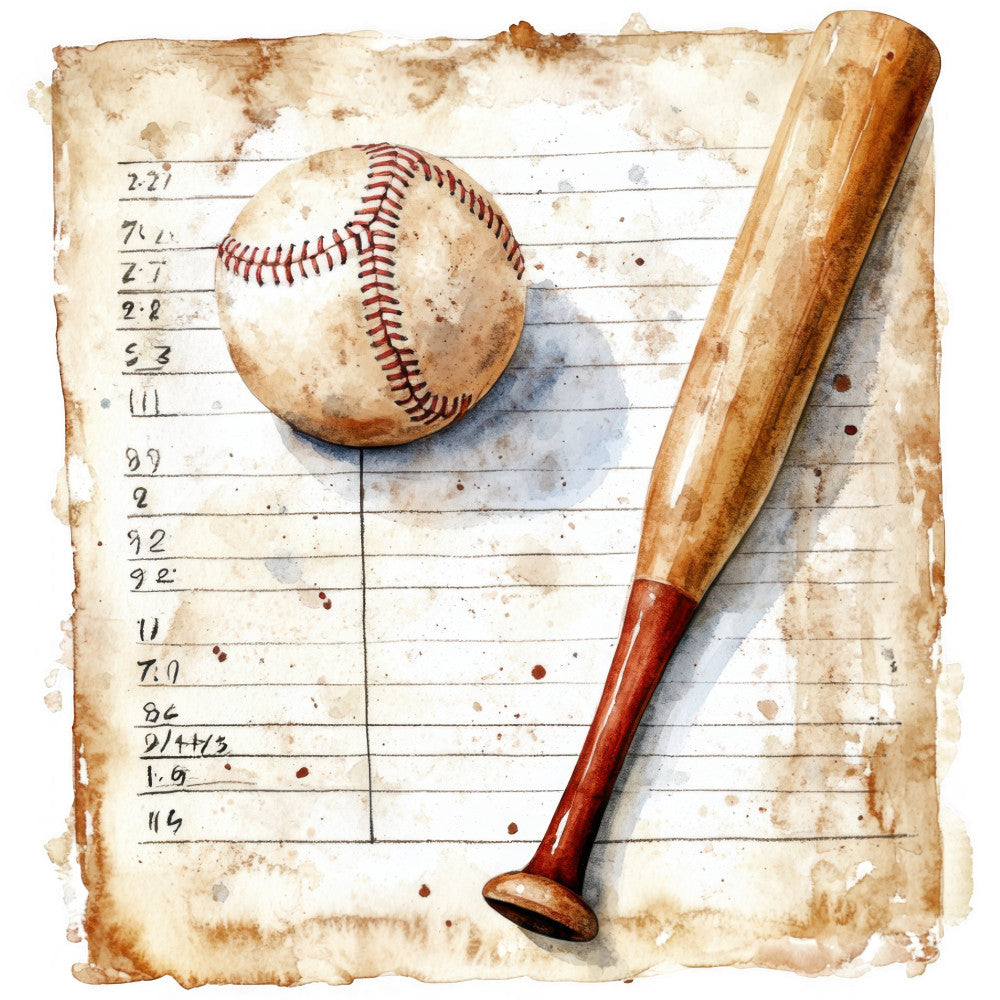 Watercolor Baseball Fabric Panel 2