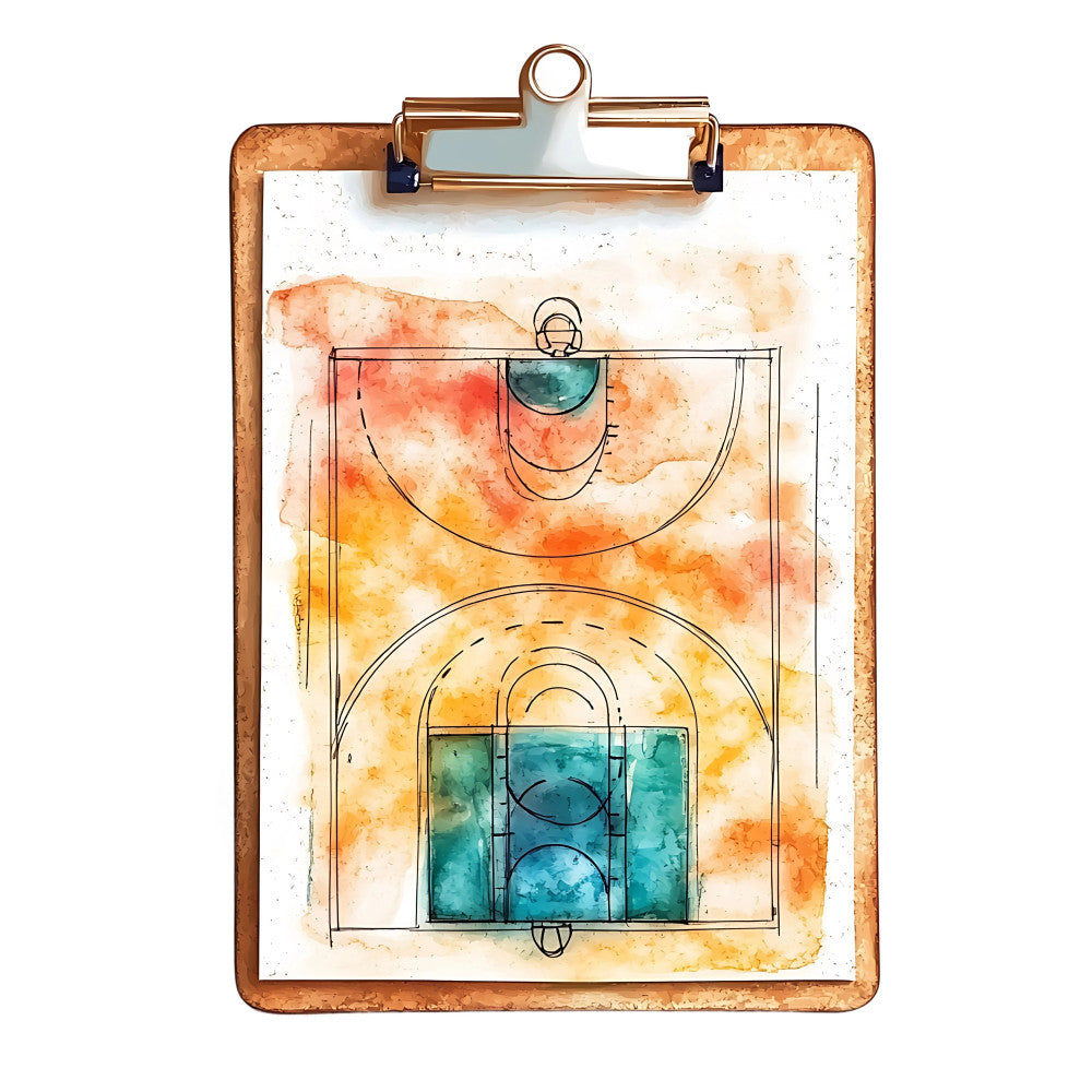 Watercolor Basketball Fabric Panel 10