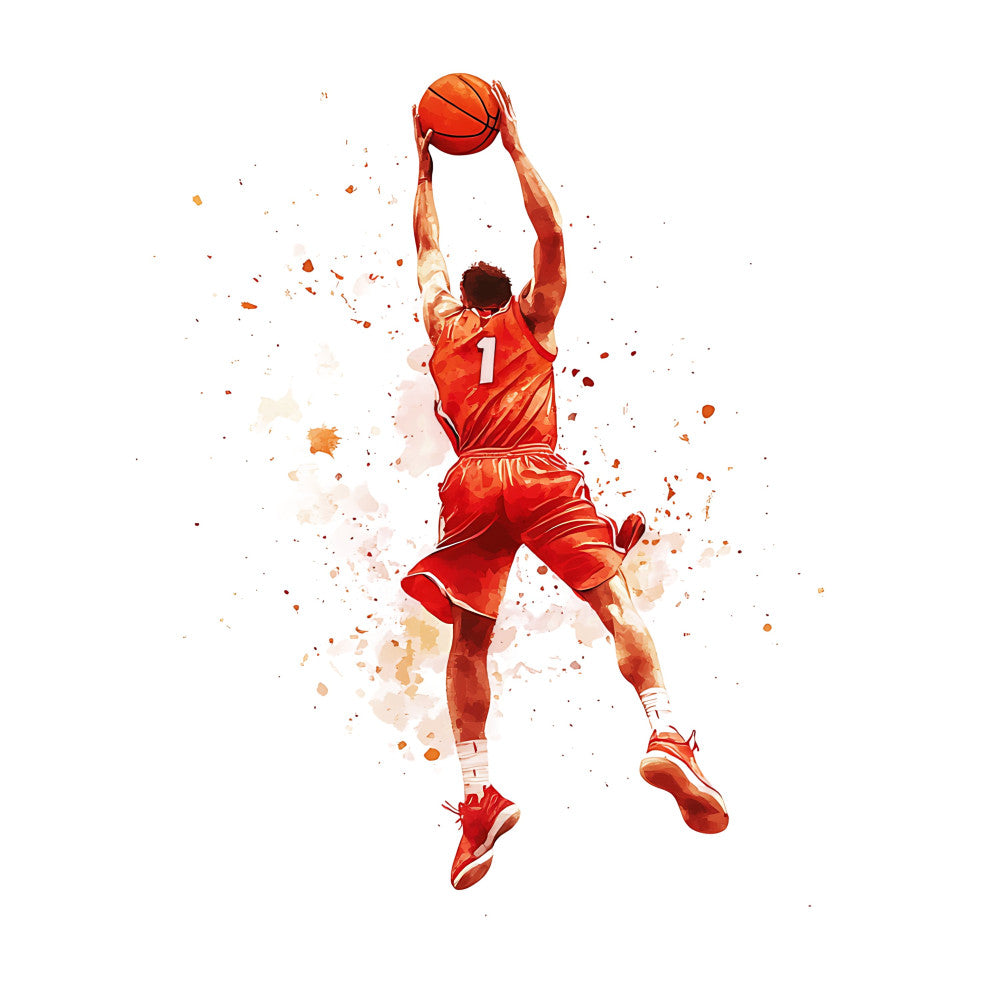 Watercolor Basketball Fabric Panel 5