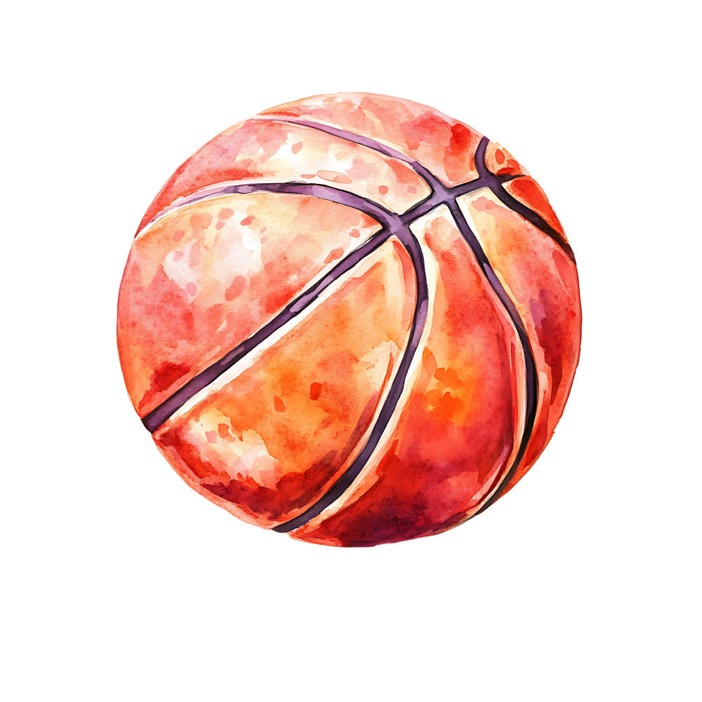 Watercolor Basketball Fabric Panel 8