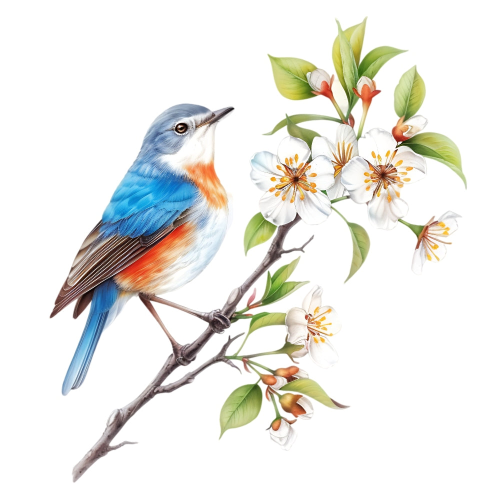 Watercolor Birds on a Branch Fabric Fabric Panel 6