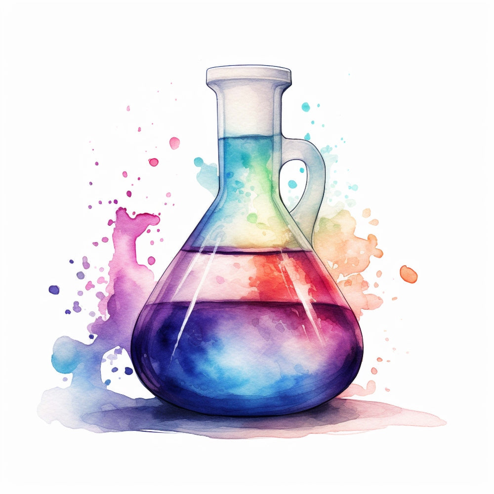 Watercolor Chemical Flask Fabric Panel 7 QuiltingFabricPanels