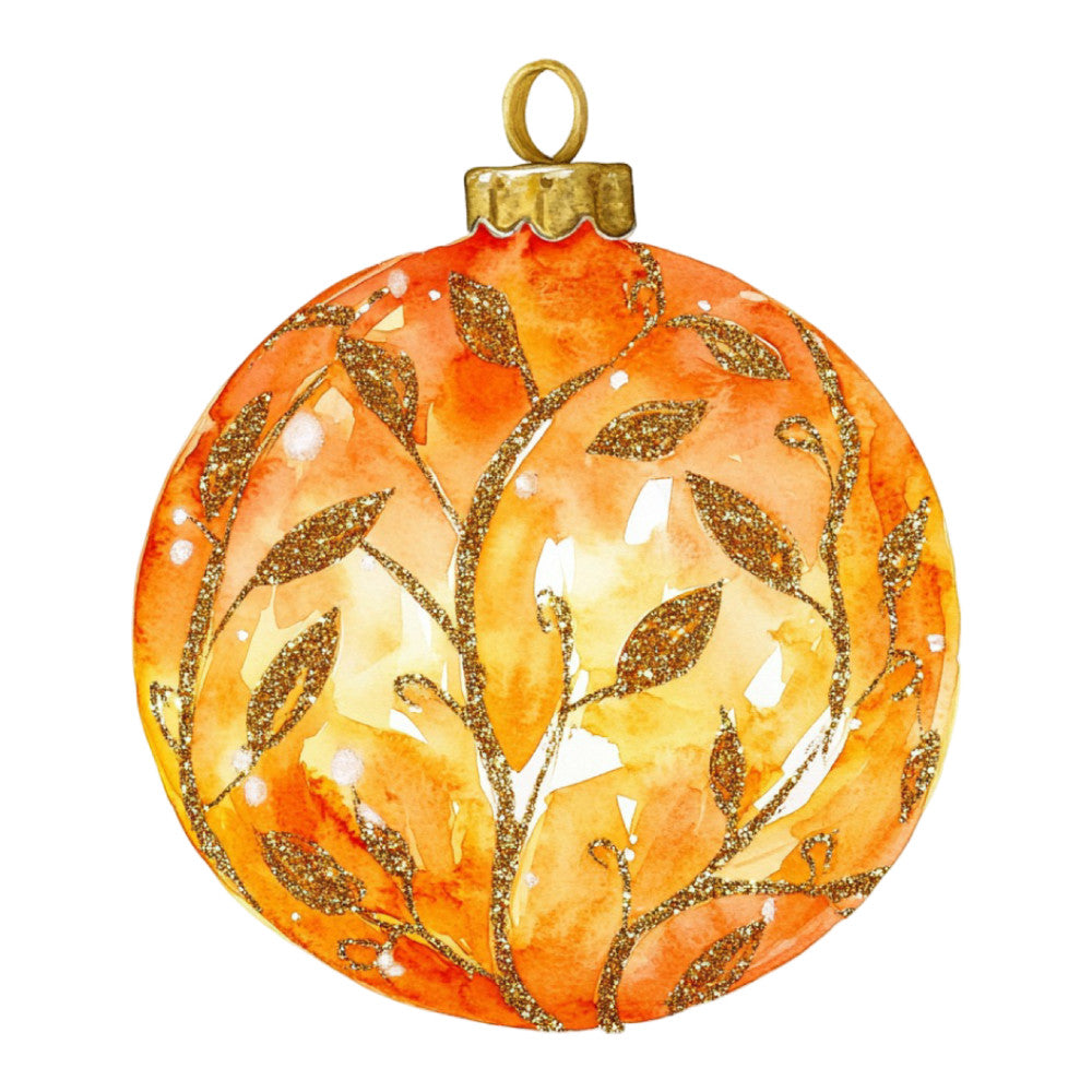 Watercolor Christmas Ornaments Fabric Panel 10 QuiltingFabricPanels