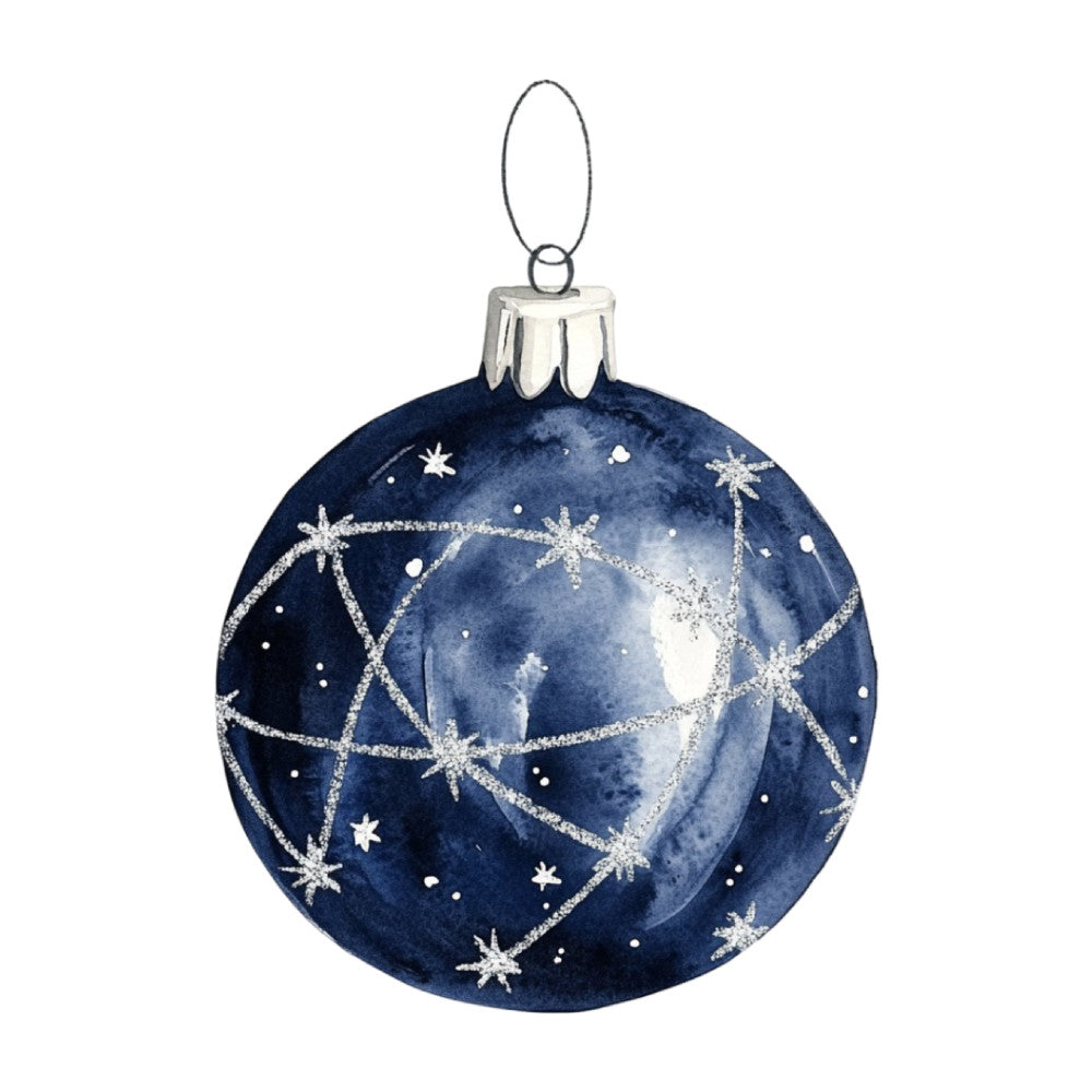 Watercolor Christmas Ornaments Fabric Panel 28 QuiltingFabricPanels
