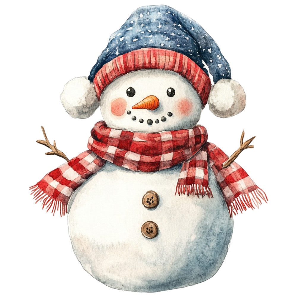 Watercolor Christmas Snowman Fabric Panel 13 QuiltingFabricPanels