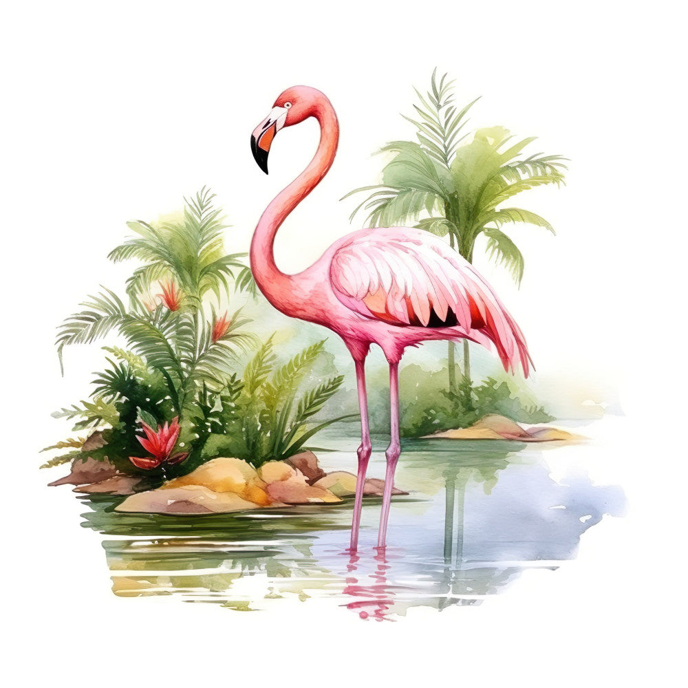 Watercolor Flamingos Fabric Panel 5