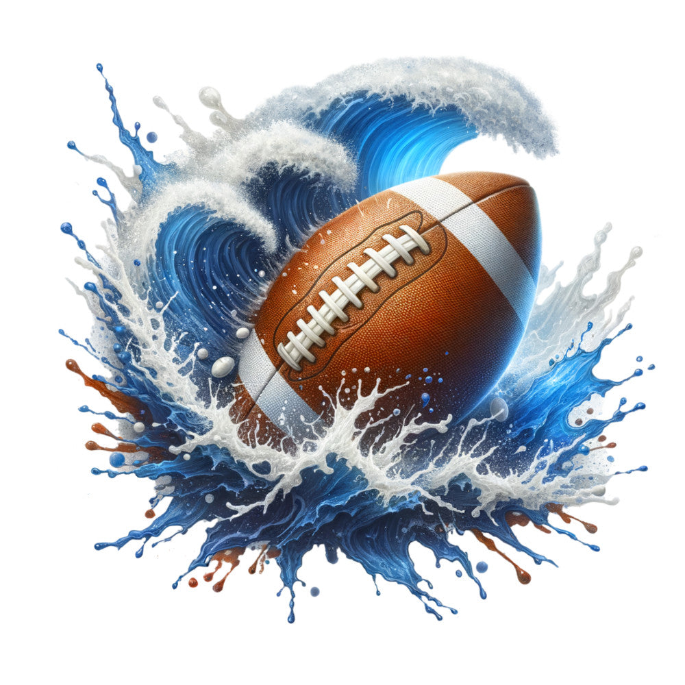 Watercolor Football and Splash Fabric Panel 9