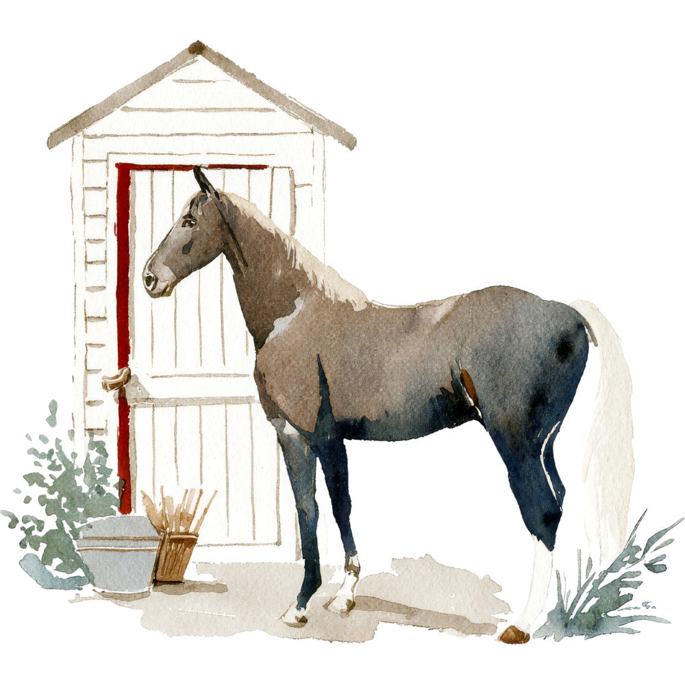 Watercolor Horses Fabric Panel 11 QuiltingFabricPanels