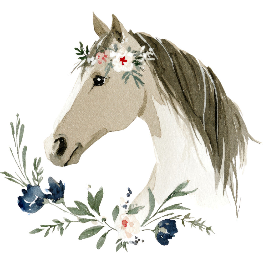 Watercolor Horses Fabric Panel 16 QuiltingFabricPanels
