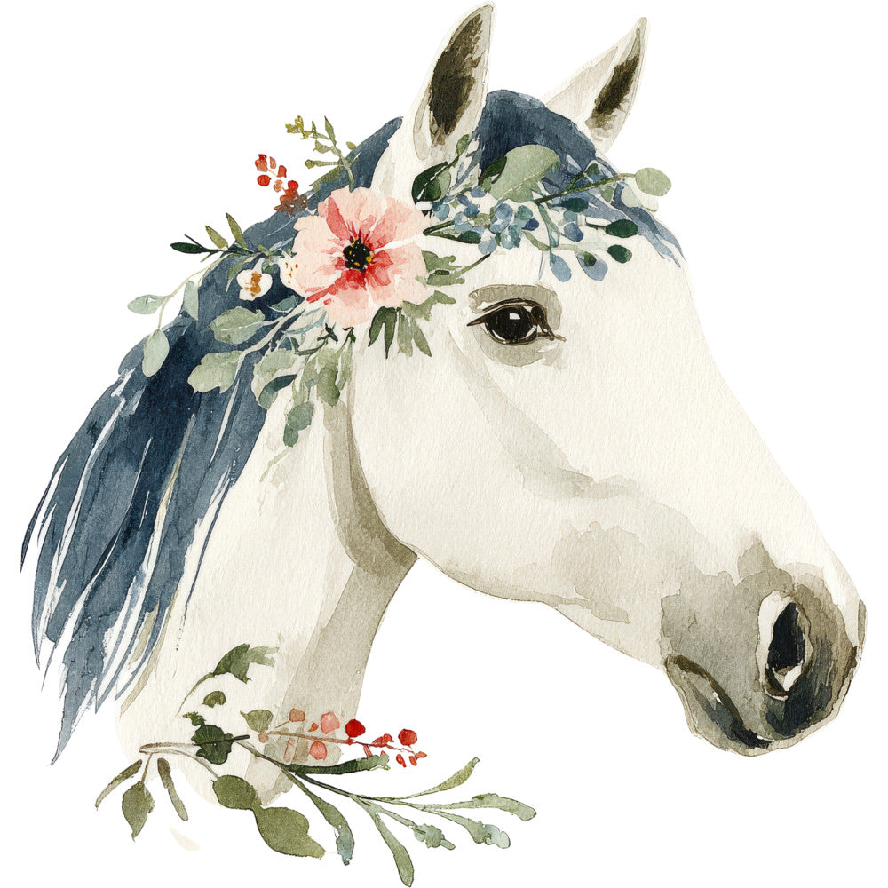 Watercolor Horses Fabric Panel 20 QuiltingFabricPanels