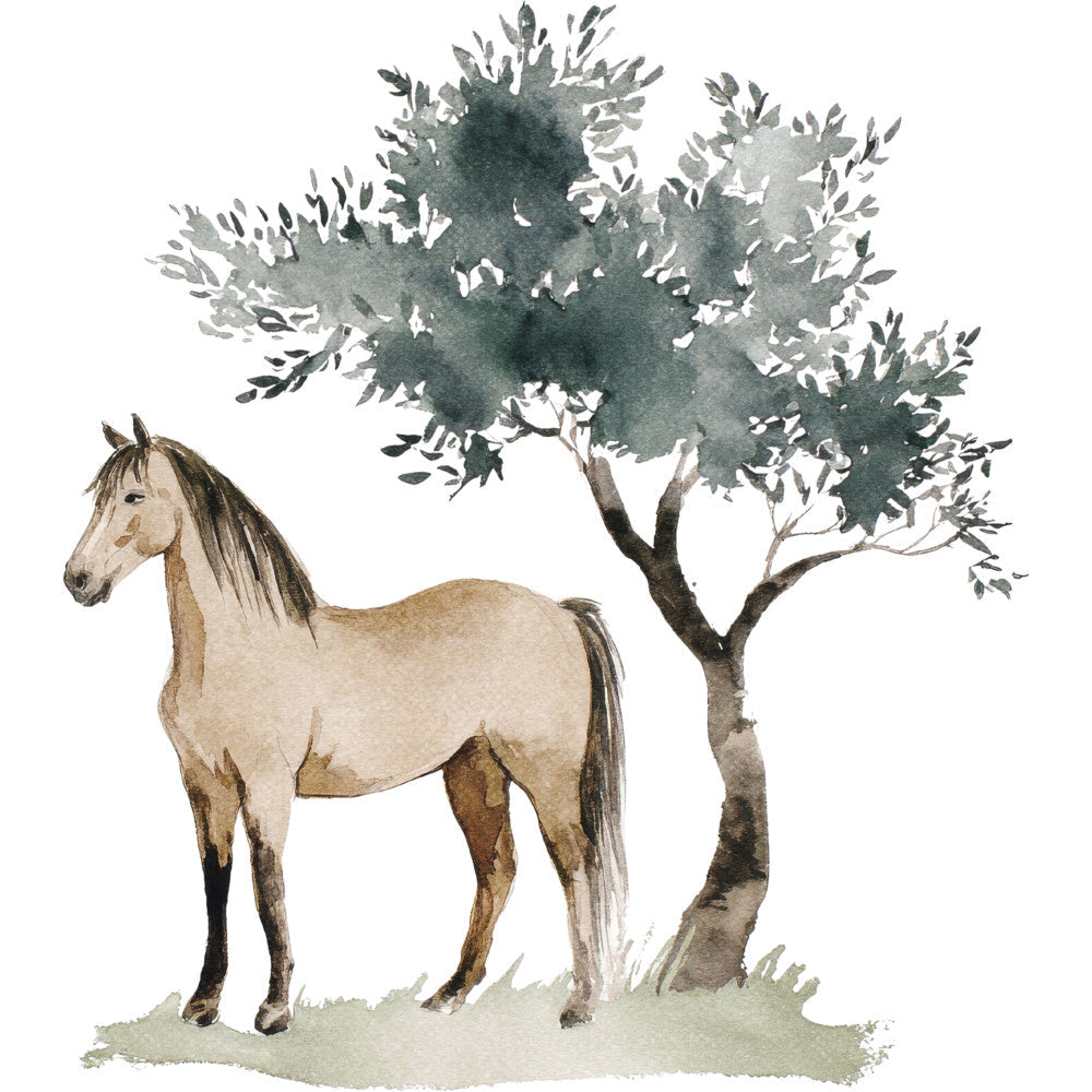 Watercolor Horses Fabric Panel 47 QuiltingFabricPanels