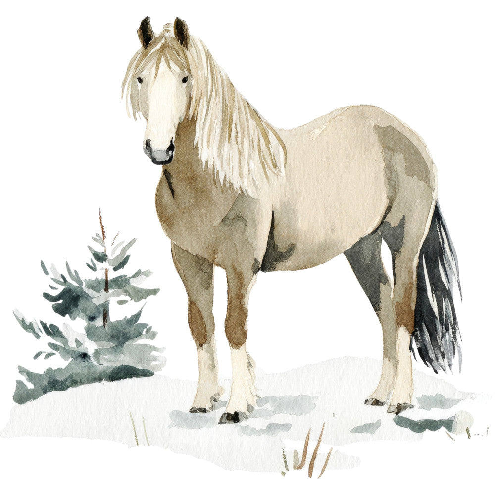 Watercolor Horses Fabric Panel 67 QuiltingFabricPanels