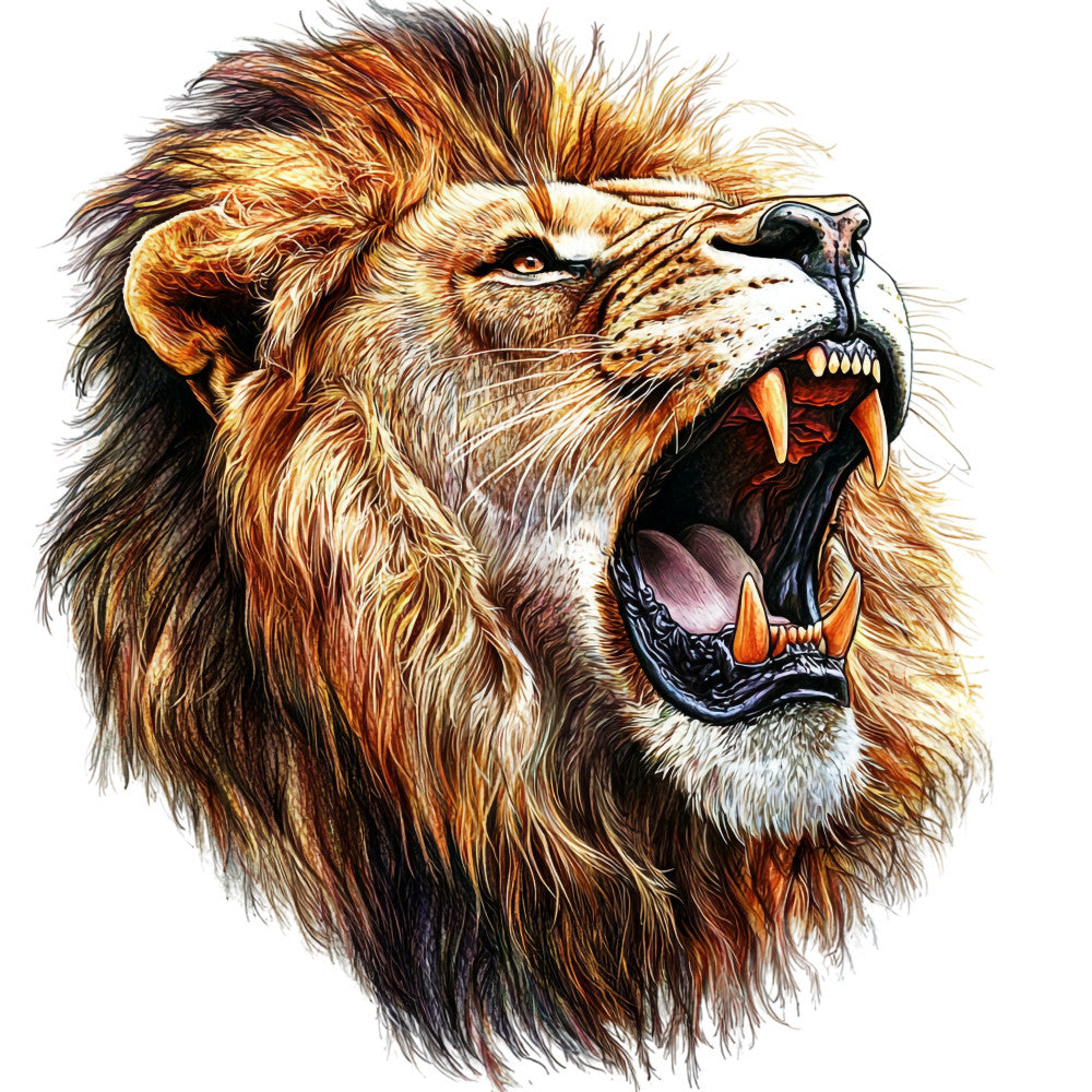 Watercolor Lion Fabric Panel 19 QuiltingFabricPanels