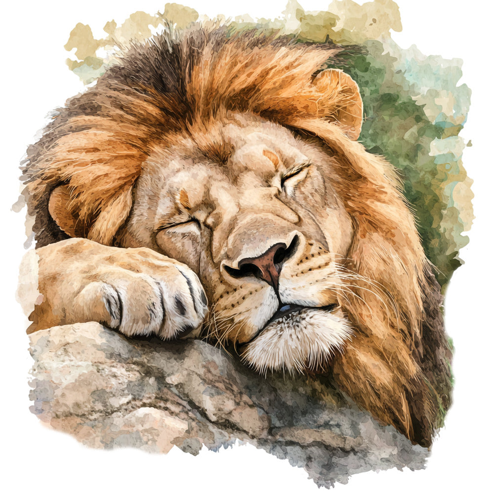 Watercolor Lion Fabric Panel 26 QuiltingFabricPanels