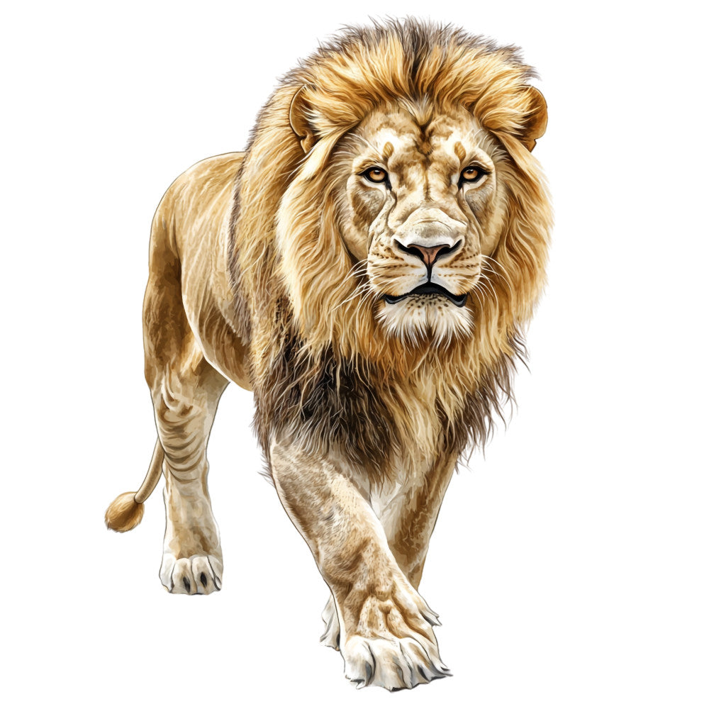 Watercolor Lion Fabric Panel 28 QuiltingFabricPanels