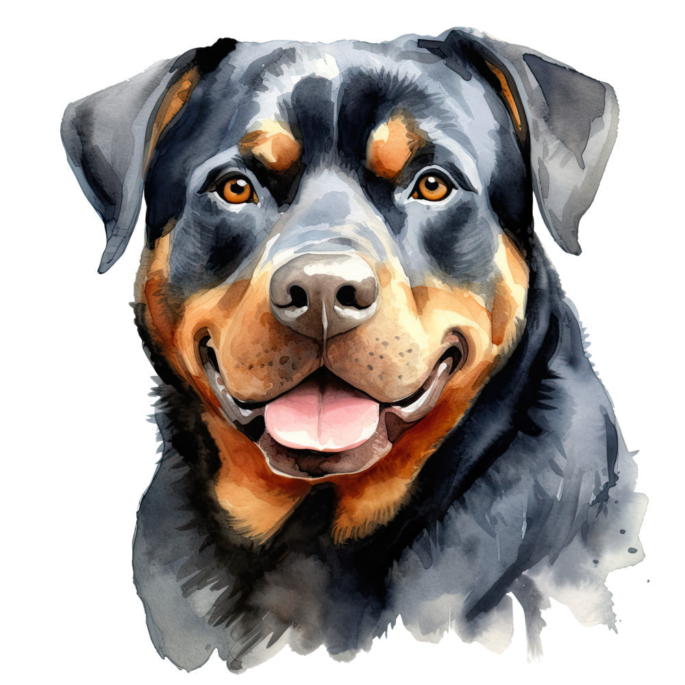 Watercolor Rottweiler Fabric Panel 15 QuiltingFabricPanels