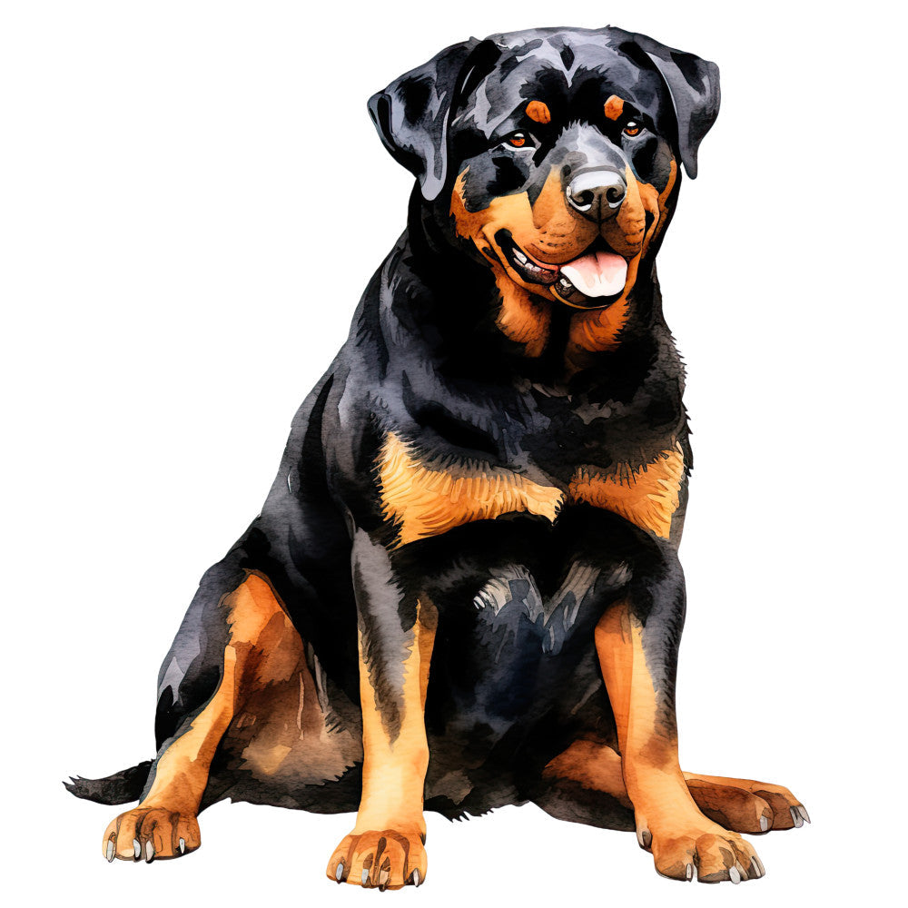Watercolor Rottweiler Fabric Panel 9 QuiltingFabricPanels