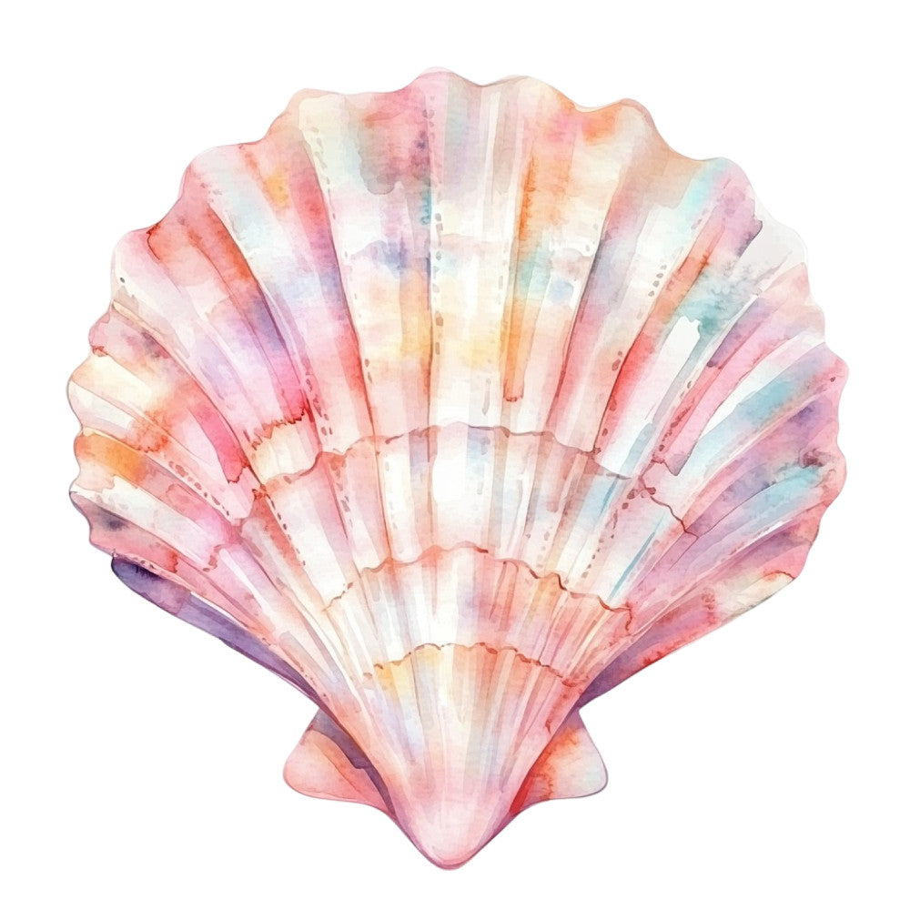 Watercolor Sea Shells Fabric Panel 3 QuiltingFabricPanels