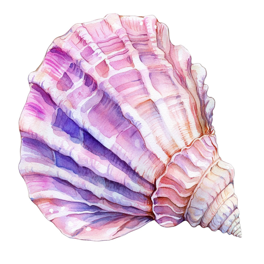 Watercolor Sea Shells Fabric Panel 4