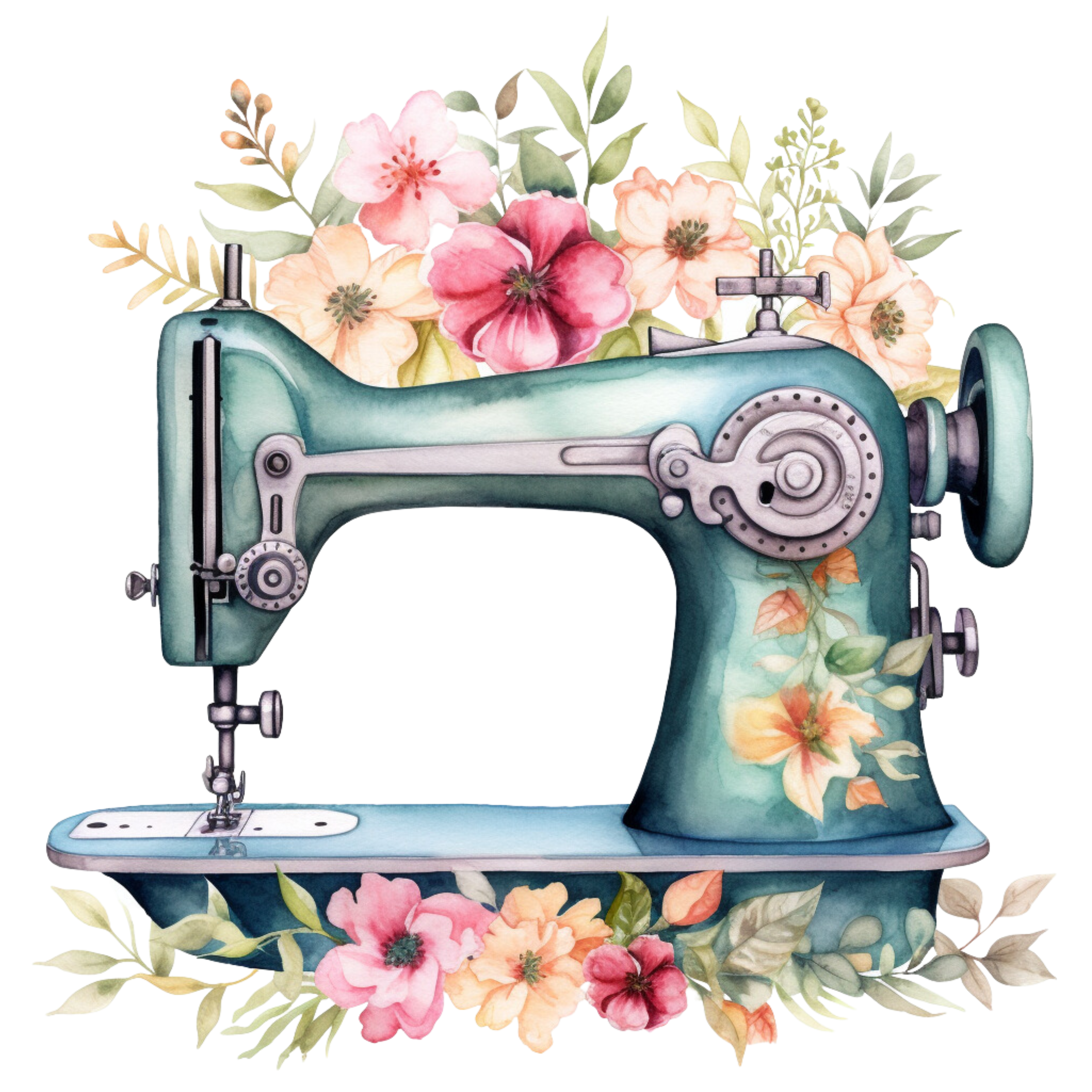 Watercolor Sewing Machines Fabric Panel 3
