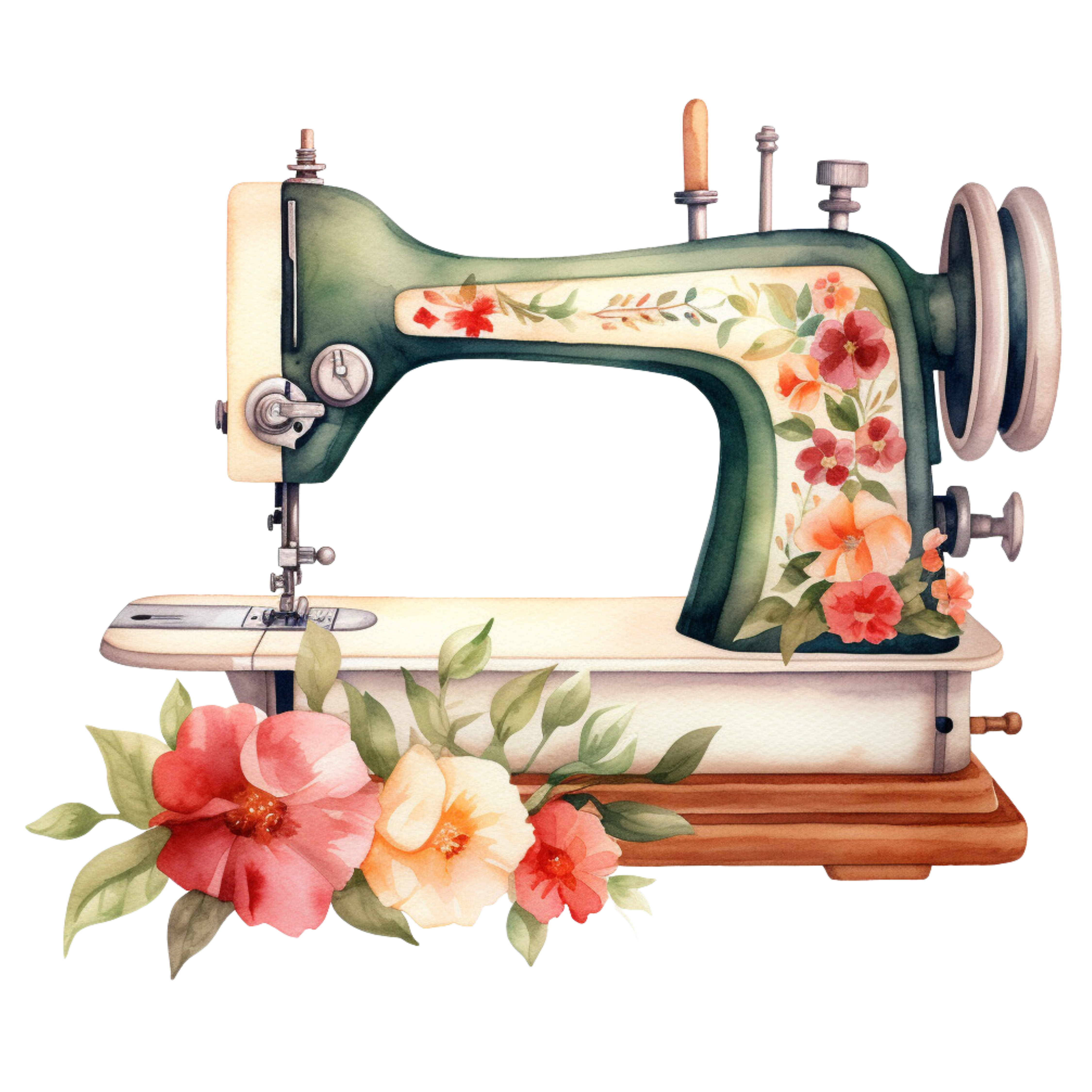 Watercolor Sewing Machines Fabric Panel 6