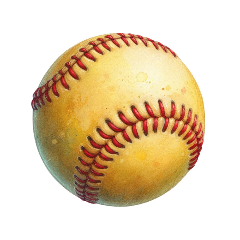 Watercolor Softball Fabric Panel 19