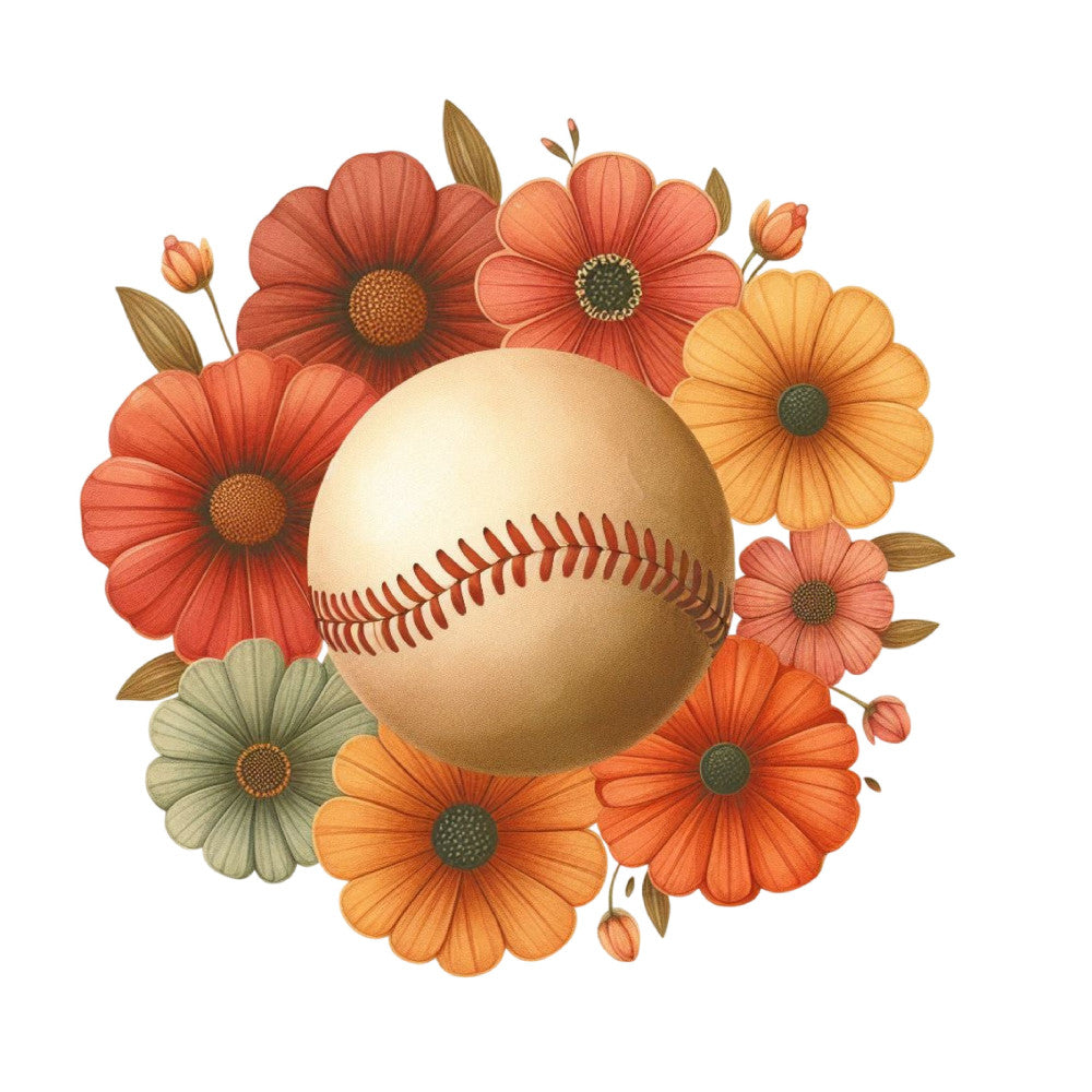 Watercolor Softball Fabric Panel 2