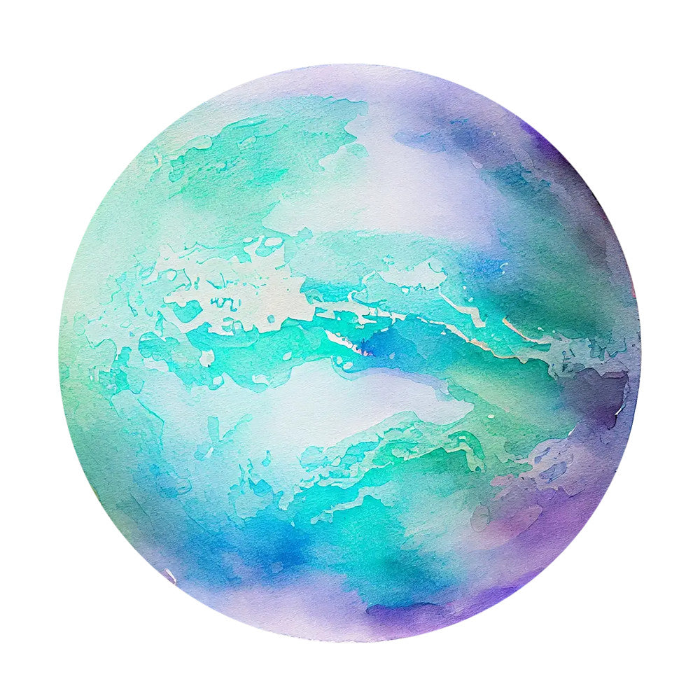 Watercolor Space Planet Fabric Panel 1 QuiltingFabricPanels